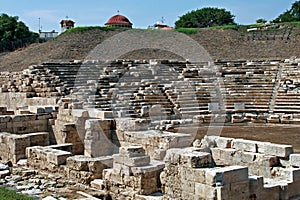 Ancient amphitheater in the archeological area of Larissa. Greece photo