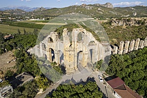 Ancient amphitheater Aspendos in Antalya, Turkey. stock image
