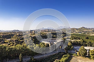 Ancient amphitheater Aspendos in Antalya, Turkey. stock image