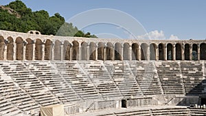 Ancient amphitheater Aspendos on a sunny summer day. Antalya. Turkey