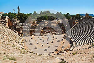 Ancient amphitheater in Myra, Turkey