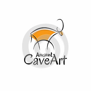 Ancient animal painting logo. Cave art logo.