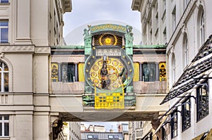 Ancient Anker clock Ankeruhr on Hoher markt square in Vienna, Austria