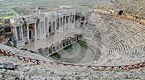 Ancient antique amphitheater ruins of Hierapolis