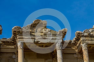 Ancient antique greek city ruins in Side, Turkey