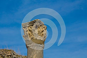 Ancient antique greek city ruins in Side, Turkey