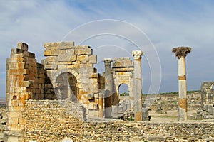 Ancient antique temple column ruins