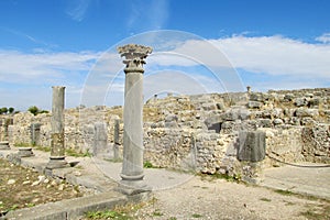 Ancient antique temple column ruins