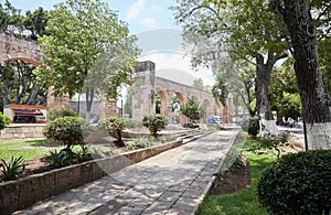 The ancient aqueducts of Morelia, the state capital of Michoacan