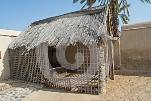 Ancient arabian wooden hut served like kitchen