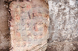 Ancient arabic manuscript with burnt pages