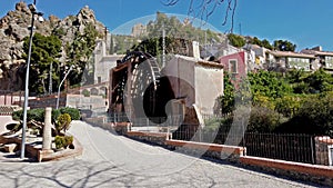 Ancient arabic mill, water noria at Abaran village in Murcia region Spain Europe