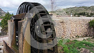 Ancient arabic mill, water noria at Abaran village in Murcia region Spain Europe