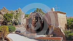 Ancient arabic mill, water noria at Abaran village in Murcia region Spain Europe