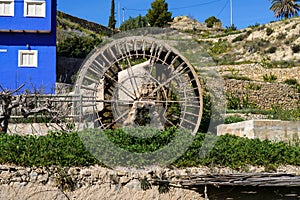 Ancient arabic mill, water noria at Abaran village in Murcia region Spain Europe
