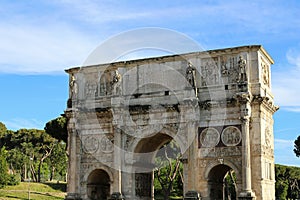 Ancient arch of Constantine in Rome, Italy.