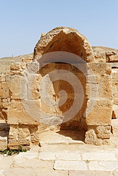 Ancient arched niche in Mamshit excavations in Israel photo