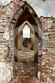 Ancient arches through the brick walls