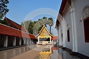 Ancient architecture antique building ubosot for thai people and foreign travelers travel visit and respect praying buddha