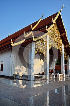 Ancient architecture antique building ubosot for thai people and foreign travelers travel visit and respect praying buddha