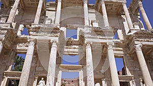 Ancient architecture Greek city Ephesus. The most popular ruins of the aegean