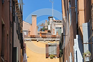 Ancient architecture of historic center in Venice