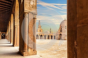 Ancient architecture of the Mosque of Ibn Tulun in Cairo, Egypt