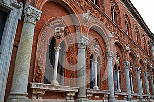 Ancient architecture, old church building, Milan, Italy