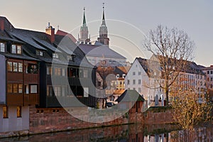 Ancient architecture and The Pegnitz river