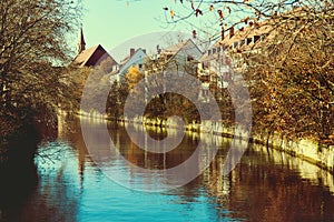 Ancient architecture and The Pegnitz river