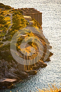 Ancient Arcs in the bay of Jeranto Massa Lubrense at sunset