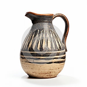Ancient Art Inspired Ceramic Pitcher Jug With Raw Brushstrokes