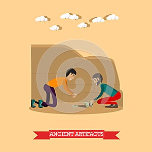 Ancient artifacts concept vector illustration in flat style
