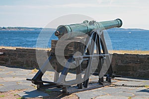 Ancient artillery cannon in fortress Kristiansholm. Kristiansand, Norway