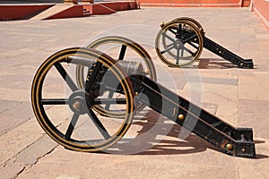 Ancient artillery at the city palace, Jaipur, India.