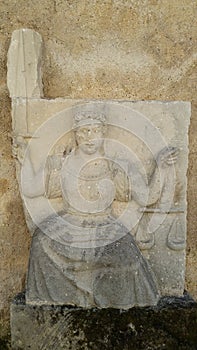 Ancient artwork on Cornaro castle in Asolo, Italy