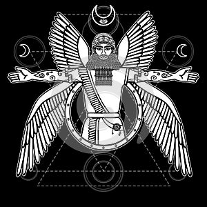 Ancient Assyrian winged deity.