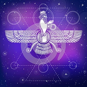 Ancient Assyrian winged deity. Character of Sumerian mythology.