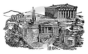 Ancient Athens noted of the orations vintage engraving