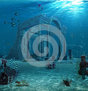 Ancient Atlantis Ruins Underwater