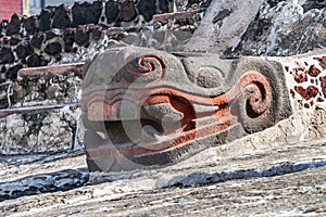 Ancient Aztec Snake Stone Statue Templo Mayor Mexico City Mexico photo