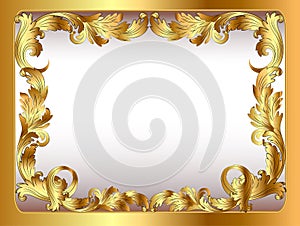 Ancient background framed gold vegetative orname photo