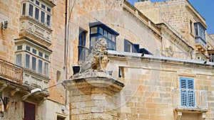 Ancient balconies in the ancient city of Valletta, Malta.