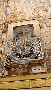 Ancient balconies in the ancient city of Valletta, Malta.
