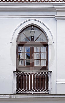 Ancient balcony on facade in Sao Joao del Rei, Brazil