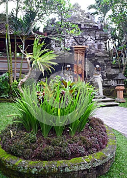 Ancient balinese palace and landscaping photo