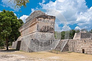 The ancient ball game arena at Chichen Itza in Mexico