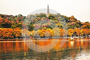 Ancient Baochu Pagoda West Lake Hangzhou Zhejiang China