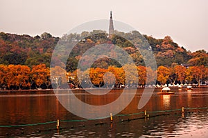 Ancient Baochu Pagoda West Lake Hangzhou Zhejiang China