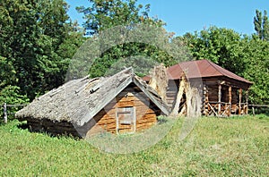 Ancient barn with a straw roof